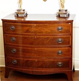 English Mahogany Hepplewhite Style 4 Drawer Chest