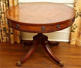 English Regency Mahogany Drum Table