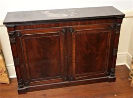 English Regency Mahogany Marble Top Credenza