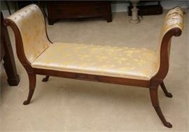 French Empire Style Sleigh Form Bench