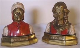 Italian Gesso Dante and Beatrice Bookends
