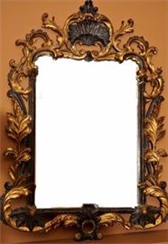Large Hand Carved Gilt Wood Rococo Mirror
