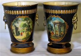 Pair of 20th Century Tole Urns