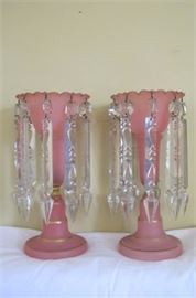 Pair of Pink Glass Lustres