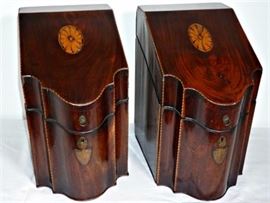 Pair, English Mahogany Knife Boxes