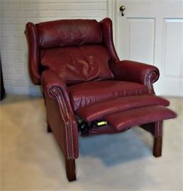 Red Leather Wing Chair Recliner