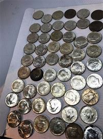 54 Pre1965 Kennedy Half Dollars