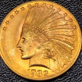 1932 $10 Indian Head Gold Coin