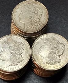 Twenty seven 1921 Morgan Silver Dollar Coins