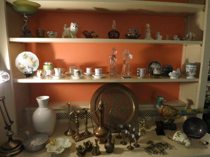 The White Vase Is Van Briggle, Other Nice Items, Dessert Rose Night Light, Tea Cups, Nippon Moriage Dragonware Geisha Tea Cup and Saucer