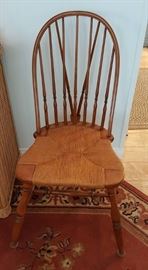 Windsor chair with rush seat.