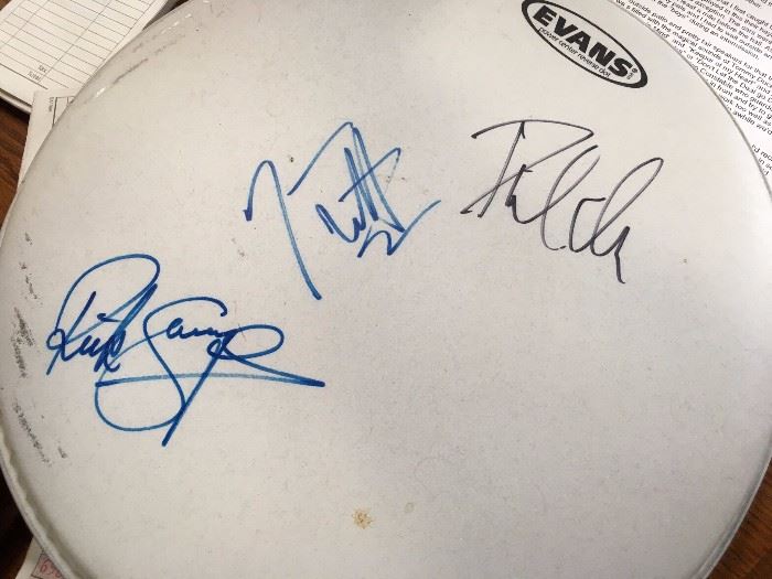 drum skin signed by DEF leopard