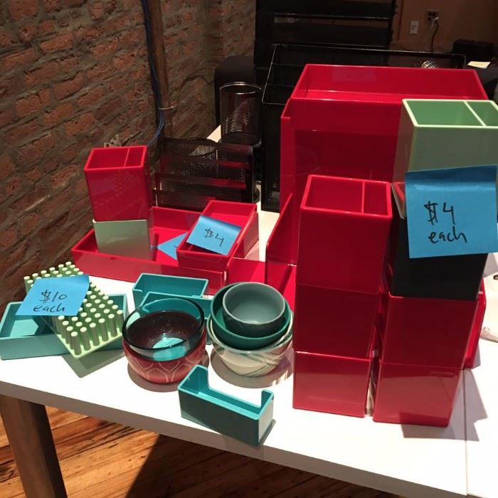 pen holders, little bowls, letter trays, folder holders...