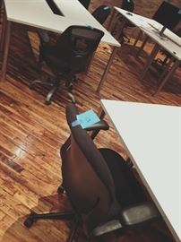 container store tables and lots of black chairs!