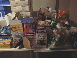 lots of cleaning supplies.