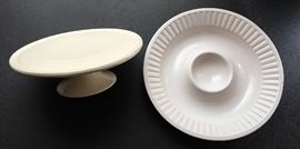 California Pottery Cake Plate & Imported Homeworld Veggie / Nacho Serving Plate / Tray
