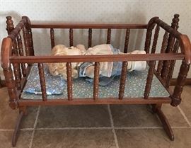 Vintage Jenny Lind Rocking Baby Doll Cradle / Crib / Bassinet 
