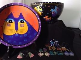 Laurel Burch jewelry and bowls