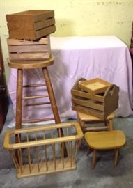 Wood stools boxes and racks