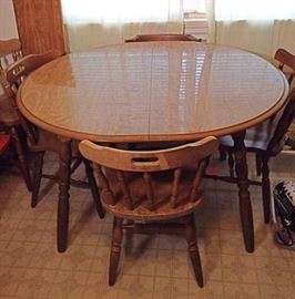 Wood dining table and chairs