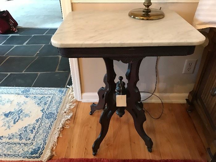 Victorian Table with White Marble top