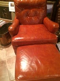 Another leather chair and ottoman in burnt orange