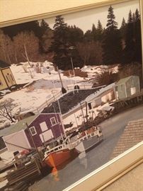 "Peggy's Cove" (in Nova Scotia) by Jim Cleveland (30" x 28" acrylic) acquired in 1982 during a trip to New England and Canada 