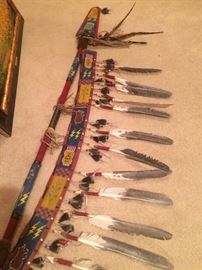 Intricately beaded Native American lance