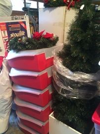 Wreath storage containers; Christmas tree