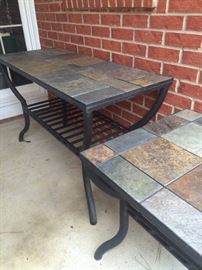 Patio furniture has matching coffee table