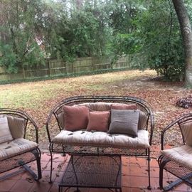 Matching settee, table, and 2 spring chairs