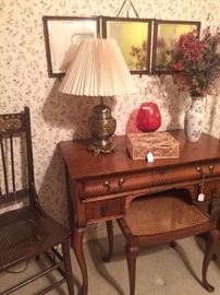Antique vanity and cane stool
