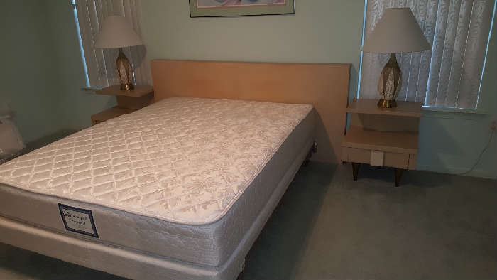 Mid century bed and nightstands