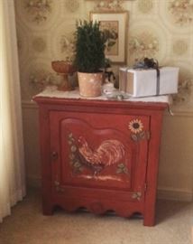hand painted rooster cabinet