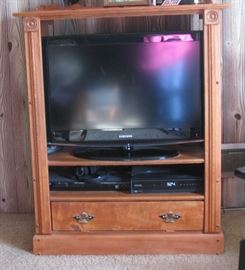 Flat narrow TV and cabinet