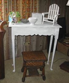 small table, wicker stool and a chair collection