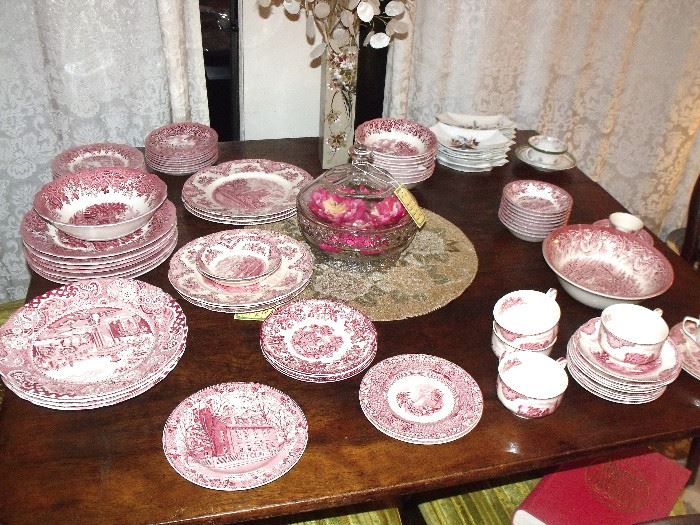 Red Staffordshire transfer ware
