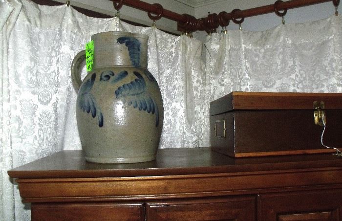 2 Gallon stoneware pitcher - cobalt blue decor