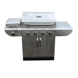 Charbroil Commercial Infrared Grill: A Charbroil Commercial Infrared grill. This gas powered grill is model number 463241413 and serial number G527011305003320. Grill features a stainless steel exterior.