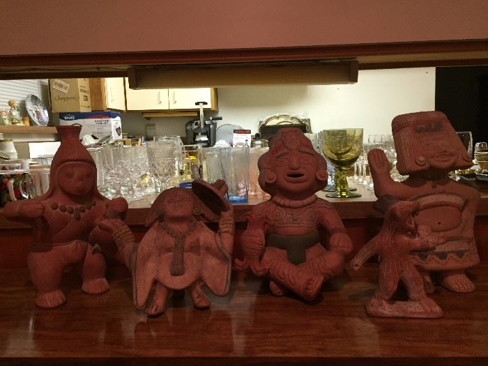 Vintage Aztec Mayan Terracotta Statues