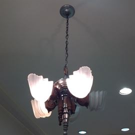 Art Deco chandelier with slip shades 