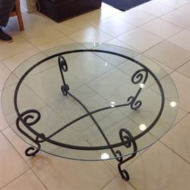 Glass and iron coffee table 