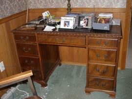 Mahogany desk leather insert top, finished all around