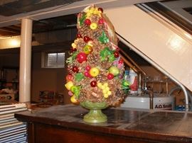 Christmas pine cone tree w/ fruit