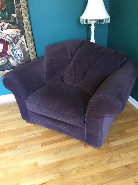 OVERSIZED PLUM IN COLOR CHAIR WITH A MATCHING COUCH
