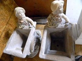 Cement Little Girl Planters