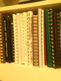 Some of the over 150 cookbooks