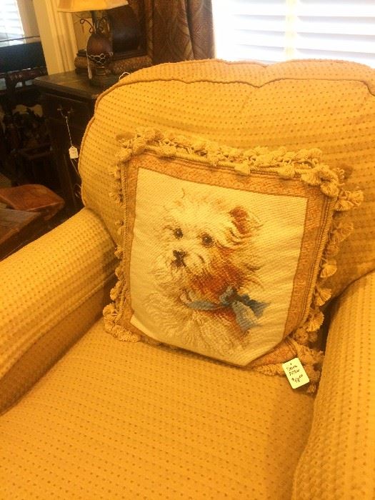 Sherrill occasional chair; adorable accent pillow
