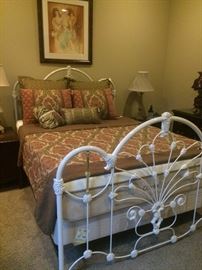 Lovely white iron queen bed