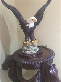 American eagle; handsome carved horsehead plant/statue stand